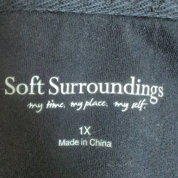 Soft Surroundings Sweater Black Peruvian Style Ruffle Pockets Womens Top 1X - Picture 3 of 6